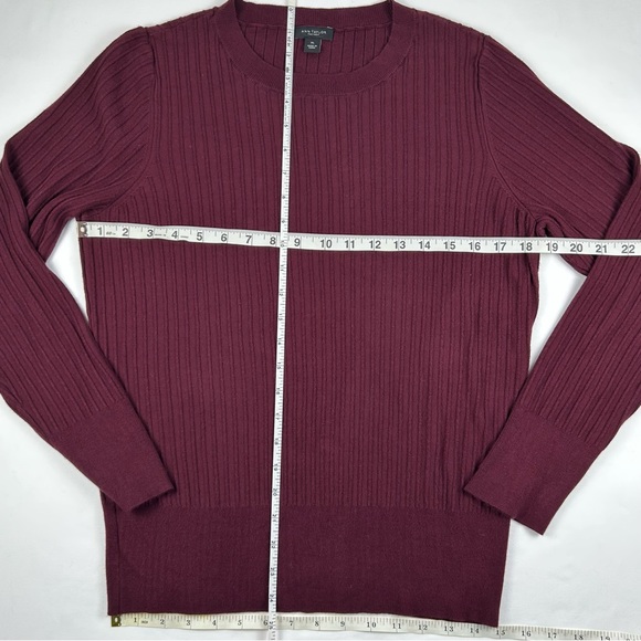 Ann Taylor Factory Rib Knit Crew Neck Sweater - Burgundy/Maroon - Picture 7 of 8